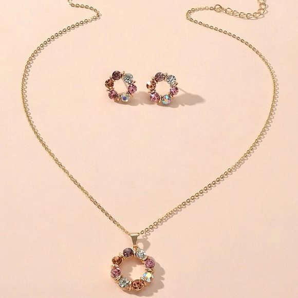 Rhinestone Flower Jewelry Set - Picture 3 of 4